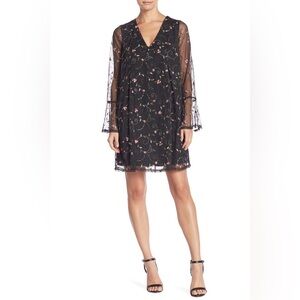 BCBGeneration Black Dress with Pink Floral Embroidery